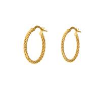 9ct Yellow Gold Texture Tubular Hoop Earrings