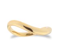 9ct Yellow Gold Thin Fluid Wave Ring - Ring Size P