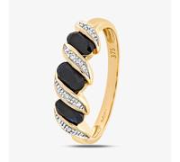 9ct Yellow Gold Three Stone Swirl Ring PR06270Y SA N