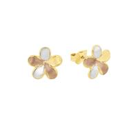 9ct Yellow Gold Tri Colour Petal Stud Earrings