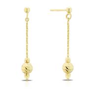 9ct Yellow Gold Triple Beaded Drop Earrings