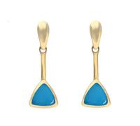 9ct Yellow Gold Turquoise Curved Triangle Drop Earrings 00072551