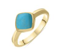 9ct Yellow Gold Turquoise Cushion Ring - Yellow Gold HER-4515