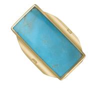 9ct Yellow Gold Turquoise Hallmark Large Oblong Ring - Gold FHM-172