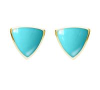 9ct Yellow Gold Turquoise Large Curved Triangle Stud Earrings - Yellow Gold HER-2250