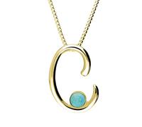 9ct Yellow Gold Turquoise Love Letters Initial C Necklace - Yellow Gold LLS-778