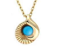 9ct Yellow Gold Turquoise Seashell Necklace - Yellow Gold