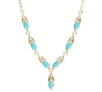 9ct Yellow Gold Turquoise Seven Stone Marquise Necklace 00094759