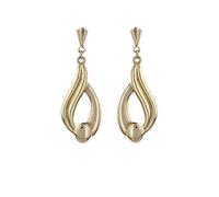 9ct Yellow Gold twisted oval drop Andralok stud earrings/Gift box