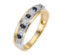 9ct Yellow Gold Two Colour Sapphire and Diamond Crossover Ring