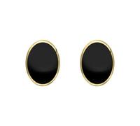 9ct Yellow Gold Whitby Jet 7mm x 5mm Classic Small Oval Stud Earrings HER-1006