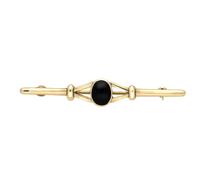 9ct Yellow Gold Whitby Jet Bar Brooch - Yellow Gold 21748