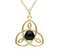 9ct Yellow Gold Whitby Jet Celtic Cross Necklace - Gold CLT-013