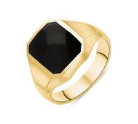 9ct Yellow Gold Whitby Jet Cut Corner Signet Ring - Yellow Gold HER-4407