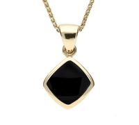 9ct Yellow Gold Whitby Jet Dinky Cushion Necklace - Option1 Value Yellow Gold 32728