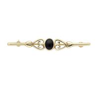 9ct Yellow Gold Whitby Jet Heart Bar Brooch - Yellow Gold 21752