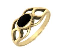 9ct Yellow Gold Whitby Jet Lattice Ring - Yellow Gold HER-4432
