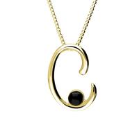 9ct Yellow Gold Whitby Jet Love Letters Initial C Necklace - Yellow Gold LLS-830