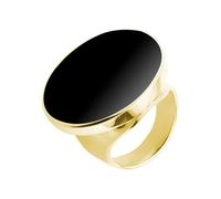 9ct Yellow Gold Whitby Jet Medium Round Stone Ring - C W Sellors Medium Round Ring R610 Yellow Gold HER-658
