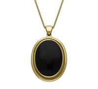 9ct Yellow Gold Whitby Jet Oval Framed Necklace - Yellow Gold 32604