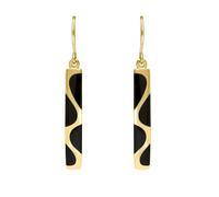 9ct Yellow Gold Whitby Jet Slim Four Stone Drop Earrings - Yellow Gold HER-2828