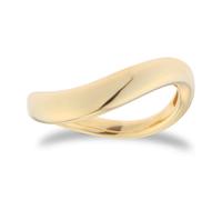 9ct Yellow Gold Wide Fluid Wave Ring - Ring Size Q