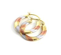 9ct Yellow Rose & White Gold Twisted 18mm Hoop Creole Earrings