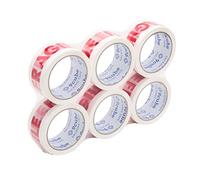 9Cube Fragile Packing Tape 48mm x 66m - Red & White Warning Parcel Tape | Strong Adhesive for Moving Boxes & Shipping | Printed Packaging Tape for Fragile Items - 6 Roll Pack