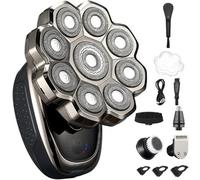 9D Bald Head Shaver, 5-In-1 Cordless Wet Dry Rotary Razor For Men