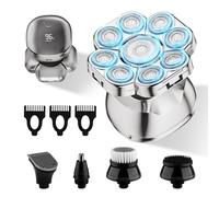 9D Bald Head Shavers for Men, 5 in 1 Cordless Rechargeable Electric Head Shavers for Beard/Nose/Sideburns LED Display Wet & Dry Bald Head Shaver IPX7 Waterproof Men's Grooming Kit