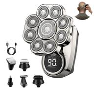 9D Floating Head Shaver,Intelligent LED Display Waterproof Wet Dry Shaving,6-in-1 Detachable Head Shavers with Travel Lock Electric Shaver Set for Bald Men