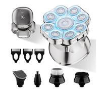 9D Head Shavers for Bald Men, 5-in-1 Upgraded Electric Razor, Cordless Rechargeable Electric Shavers for Men, IPX7 Waterproof Wet Dry Grooming Kit for Balder with LED Display, Gift for Husband Dad