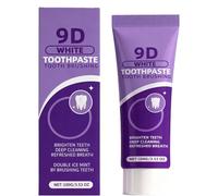 9D White Teeth Whitening Toothpaste, Purple Toothpaste Whitening for Stain Removal, Gentle Deep Cleaning Formula, Brighten Teeth, Refresh Breath, Natural Mint (1pcs)