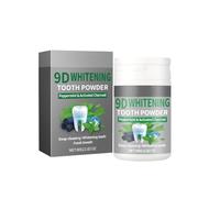 9D Whitening Tooth Powder with Activated Charcoal and Fresh Peppermint, Natural Teeth Stain Remover for Coffee and Tea, Gentle Enamel Care Formula for Confident Smile, 2.82 oz with Dipping Spoon