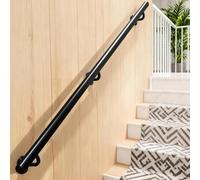 9FT 10FT 11FT 12FT 13FT Modern Stairs Banister Rail Kit, Non-Slip Support Rod with Brackets, Safety Grab Bar for Kindergarten Corridor Villa, Black(9ft/270cm)