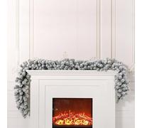 9ft/2.7m Extra Thick Unlit Christmas Garland - Choose Density (220-300 Tips) for Fullness | DIY Ready Artificial Pine Greenery for Fireplace, Stairs & Doorway Indoor/Outdoor (300 flocked vines)