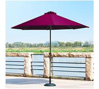 9ft/270cm Aluminum Garden Parasol with Tilt Adjustable and Crank,with 8 Ribs, Round Sun Shade(Wine red)