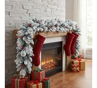 9ft/270cm Frosted Glacier Christmas Garland,Artificial Christow Xmas Garland with Pine Cones and Berries,for Christma Stairs and Christmas Fireplace,Christmas Decorations, Snow (6ft-Snow)