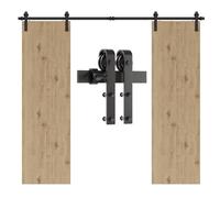9FT/274cm Sliding Barn Wood Door Hardware Closet Kit Sliding Track Roller Hangers for Double Doors
