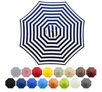 9ft/9.8ft Patio Parasol Canopy,Fade Resistant Beach Umbrella Replacement Cloth 8 Arms,Standard&Cantilever Polyester Fabric Replacement Umbrella Cover For Garden UV50+(Blue and white stripes,2.7m/9ft)