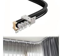 9ft Adjustable Black Aluminium Flexible Curtain Track - Wall-Mount Sliding Rail for Curtains & Drapes Ideal for Home & Office Use 2.7m Bendable Design