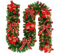 9ft Artificial Green Christmas Garland - Reusable Holiday Decoration for Indoor/Outdoor Use - Ideal for Mantels, Staircases, Doorways, Windows & Tables (Decorative-Garland, 9ft)