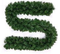 9ft Artificial Green Christmas Garland - Reusable Holiday Decoration for Indoor/Outdoor Use - Ideal for Mantels, Staircases, Doorways, Windows & Tables (Garland-Green, 9ft)