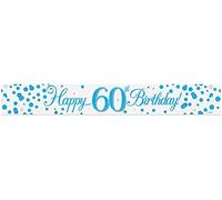 9ft Banner 60th Sparkling Fizz Birthday Blue Holographic