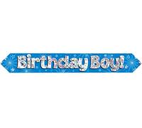 9ft Banner Birthday Boy Blue Holographic