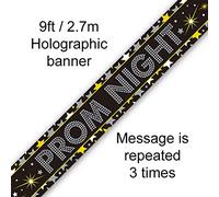 9ft Banner Prom Night Stars Holographic, Gold