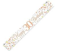 9ft Banner Sparkling Fizz 30th Birthday White & Rose Gold Holographic