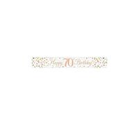 9ft Banner Sparkling Fizz 70th Birthday White & Rose Gold Holographic