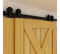 9FT Bypass Sliding Door Track Kit - Double Door System Heavy Duty Top Mount T-Style Roller Hardware 274cm Single Track for Smooth Operation & Easy Installation