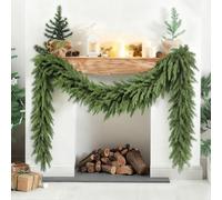 9FT Cedar Christmas Garland for Mantle,Real Touch Winter Garland,Norfolk Pine Garland,Artificial thick Christmas Garland for Christmas Home Decor, Indoor Stairs Railing Fireplace Tables Outdoor